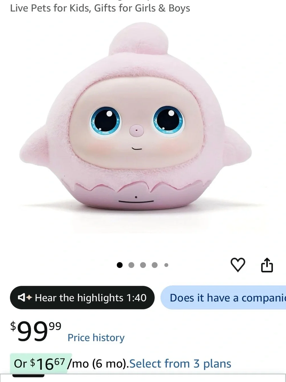 Interactive Plush Talking Companion AI Robot Pet, Cute Live Pets for Kids
